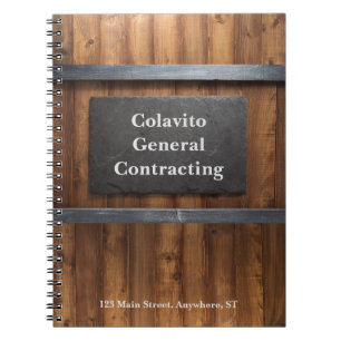Personalized Wood & Slate Contractor Notebook