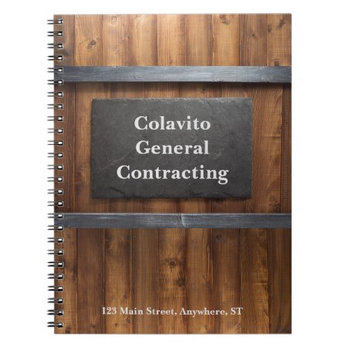 Personalized Wood  Slate Contractor Notebook