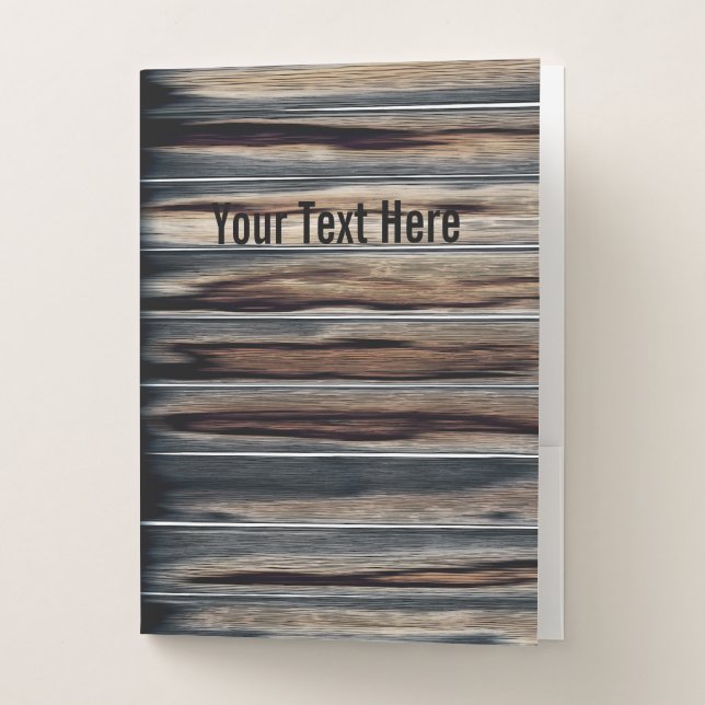 Personalized Wood Texture Cool Unique Pocket Folder (Front)