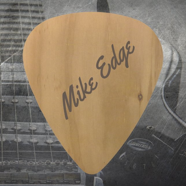 Personalized Wood Texture Rustic Acetal Guitar Pick (Creator Uploaded)