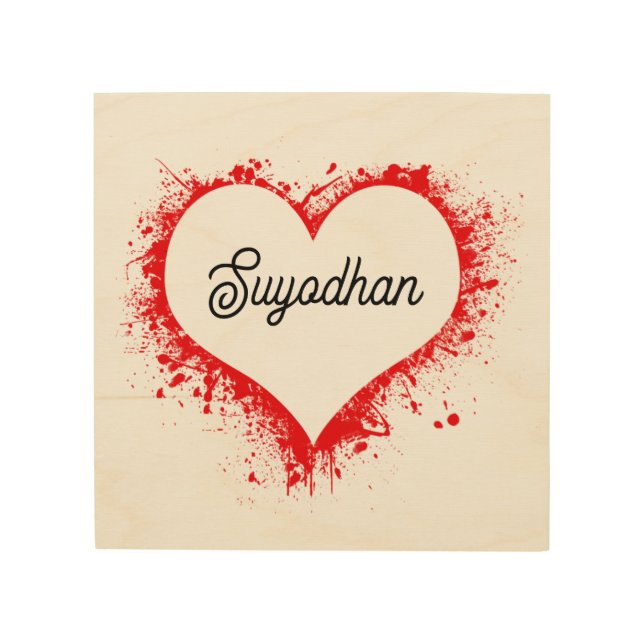 Personalized Wood Wall Art  of Love Heart  (Front)