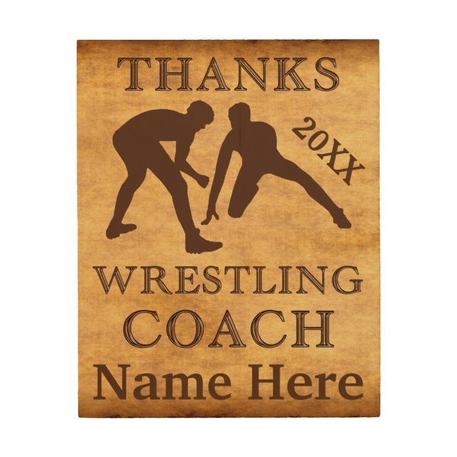 Personalized Wood Wall Art Wrestling Coach Gifts (Front)