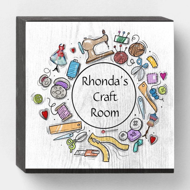 Personalized Wooden Craft Room Art Wooden Box Sign (Front Horizontal)