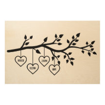 Personalized Wooden Family Tree Print with Hanging