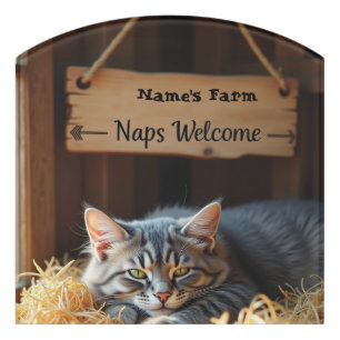 Personalized Wooden Farmhouse Cat Sign