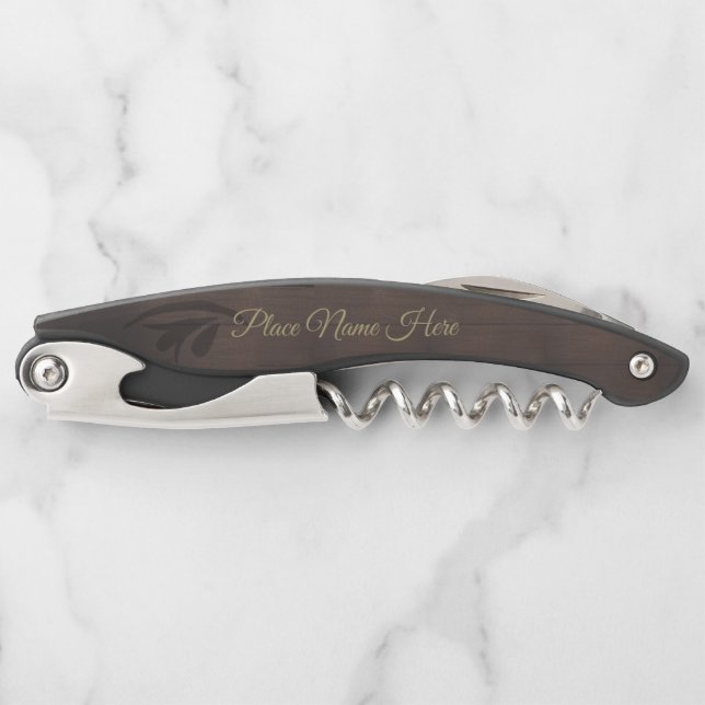 Personalized Wooden (Faux) Pocket Corkscrew (Front)