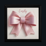 Personalized Wooden Jewelry Keepsake Box with Bow<br><div class="desc">"Store your precious jewelry in style with this Personalized Wooden Jewelry Keepsake Box with Pink Bow. Crafted from high-quality wood, this elegant box features a soft pink bow accent and can be customized with your name for a unique touch. Perfect for keeping your rings, necklaces, and other treasures safe while...</div>