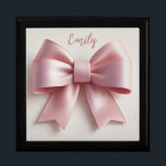 Personalized Wooden Jewelry Keepsake Box with Bow<br><div class="desc">"Store your precious jewelry in style with this Personalized Wooden Jewelry Keepsake Box with Pink Bow. Crafted from high-quality wood, this elegant box features a soft pink bow accent and can be customized with your name for a unique touch. Perfect for keeping your rings, necklaces, and other treasures safe while...</div>