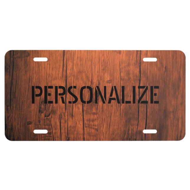 Personalized Wooden Look License Plate (Front)