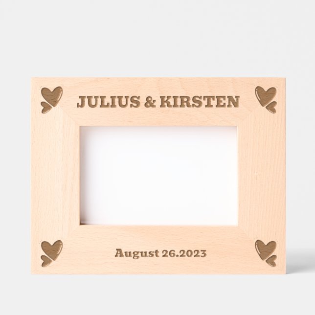 Personalized Wooden photo frame with names Engraved Frames (Front)