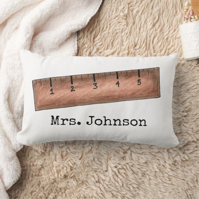 Personalized Wooden Ruler Teacher Educator School Lumbar Pillow (Blanket)
