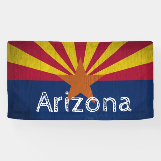 Personalized Woodgrain Arizona Starburst Flag Banner (Horizontal)
