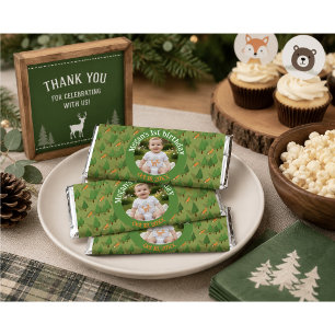 Personalized Woodland 1st Birthday Photo  Hershey Bar Favors