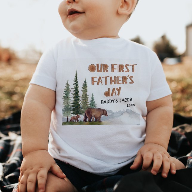 Personalized Woodland 1st Father's Day Baby T-Shirt (Creator Uploaded)