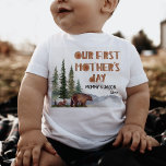 Personalized Woodland 1st Mother's Day Baby T-Shirt<br><div class="desc">Unique woodland mama bear and her cub 1st mother's day baby t-shirt. Customizable!</div>