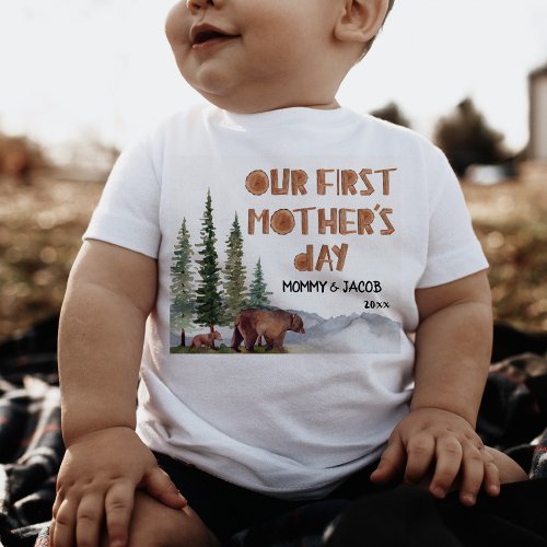 Personalized Woodland 1st Mothers Day Baby T_Shirt