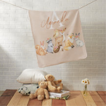 Personalized Woodland Animal Baby Blanket