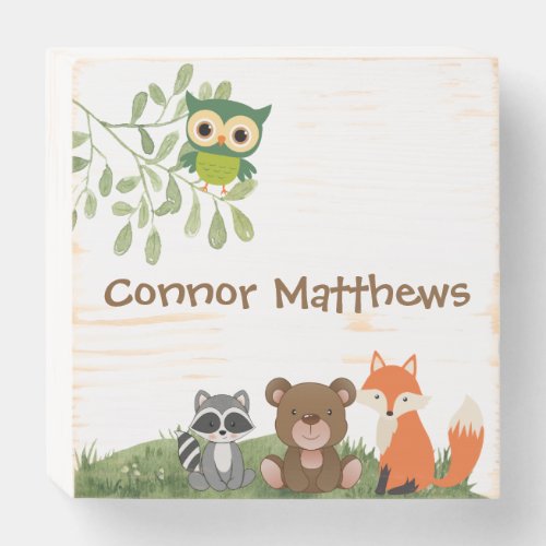 Personalized Woodland Animal Wood Sign for Nursery