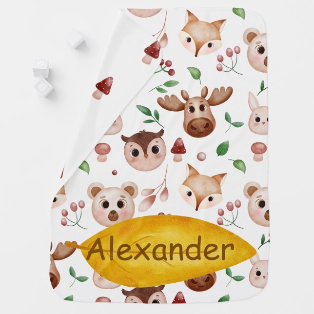 Personalized Woodland Animals Baby Blanket (In Situ)