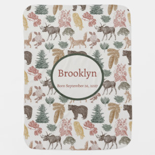 Personalized Woodland Animals Baby Blanket