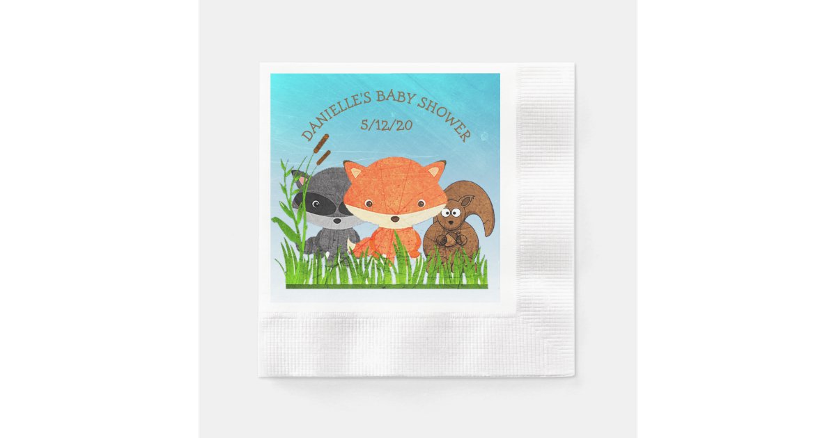 Personalized Woodland Animals Baby Shower Napkins Zazzle