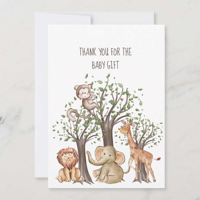 Personalized Woodland Animals Baby Thank you card (Front)