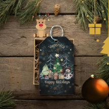 Personalized Woodland Animals Christmas Blue