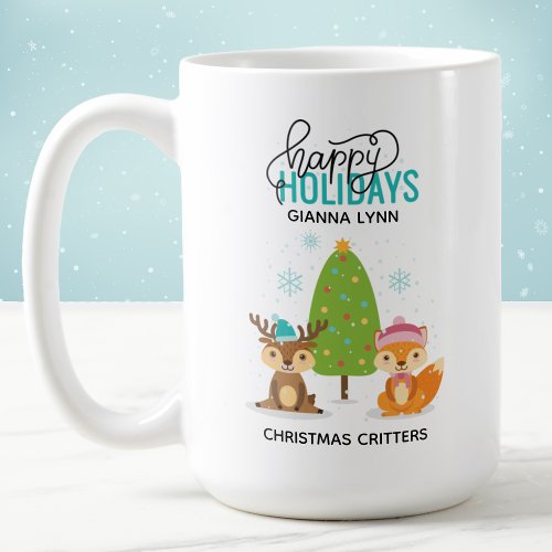 Personalized Woodland Animals Christmas Coffee Mug
