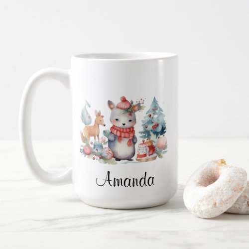 Personalized Woodland Animals Christmas  Coffee Mug