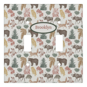 Personalized Woodland Animals Light Switch Cover