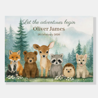 Personalized Woodland Animals Nursery Poster