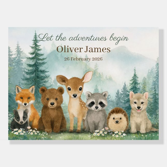 Personalized Woodland Animals Nursery Poster (Front)