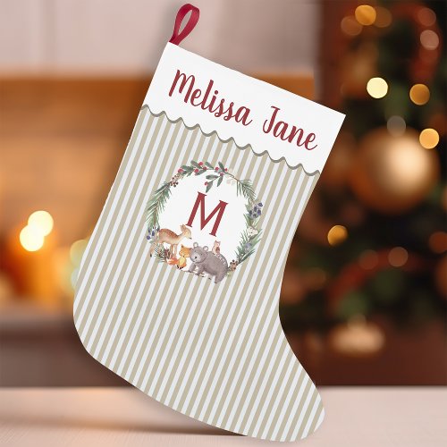 Personalized Woodland Animals Small Christmas Stocking