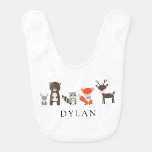 Personalized Woodland Baby Animals Kawaii Cute Bib