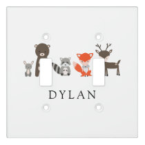 Personalized Woodland Baby Animals Kawaii Cute  Light Switch Cover