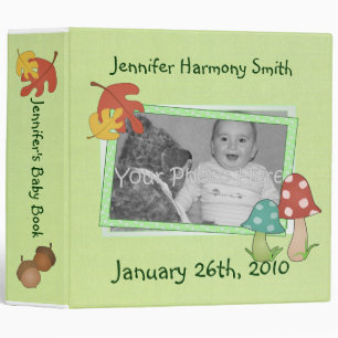 Personalized Woodland Baby Book 3 Ring Binder