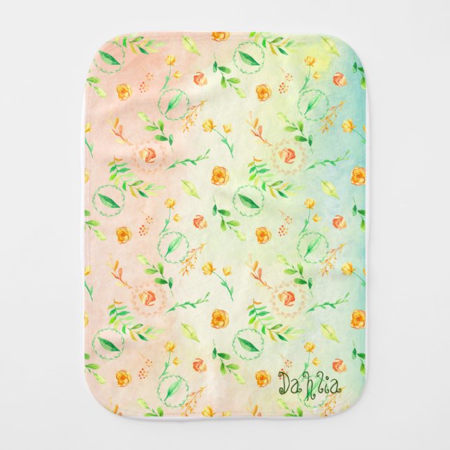 Personalized Woodland Baby Burp Cloth (Front)