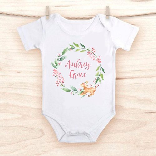 Personalized Woodland Baby Deer Baby Shower Baby Bodysuit