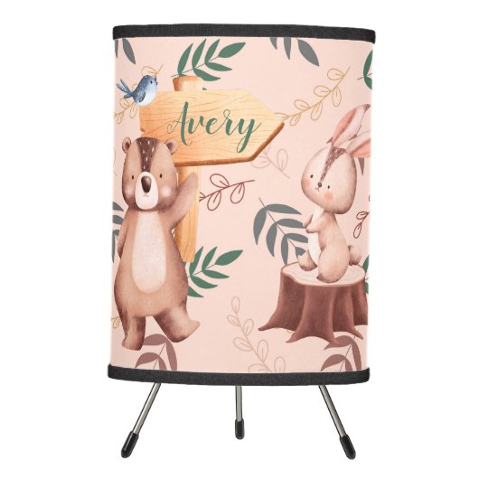 Personalized Woodland BABY Nursery Lamp (Front)