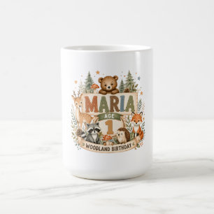 Personalized Woodland Birthday Animals Name and Ag Coffee Mug