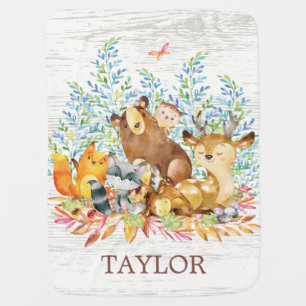 Personalized Woodland Boy   Gir  Receiving Blanket