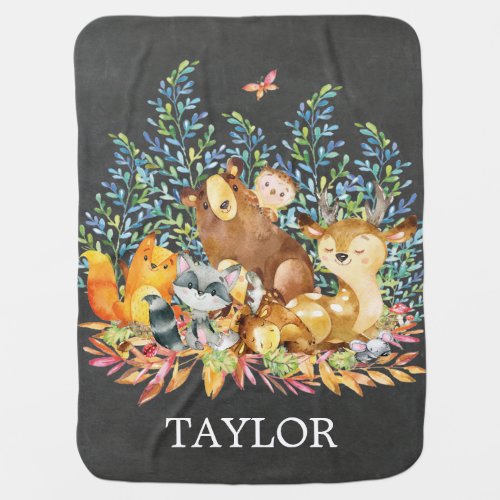 Personalized Woodland Boy Girl  Receiving Blanket