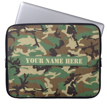 Personalized Woodland Camouflage Laptop Sleeve by s_and_c at Zazzle