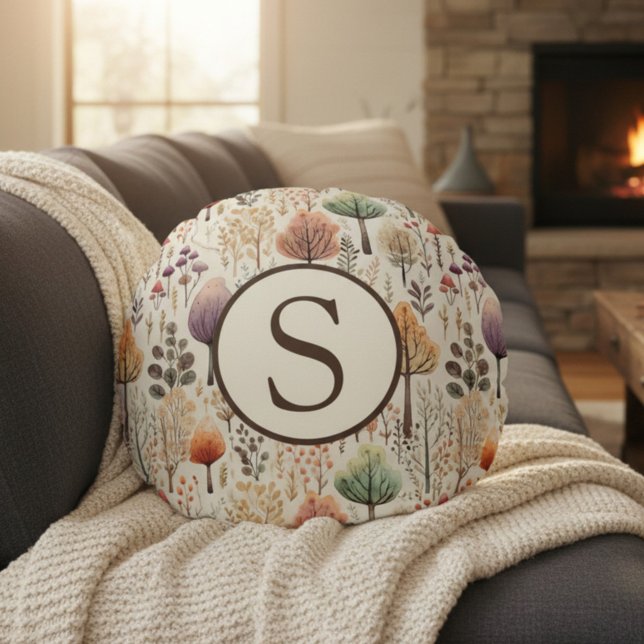 Personalized Woodland Cozy Cabin Round Pillow (Creator Uploaded)
