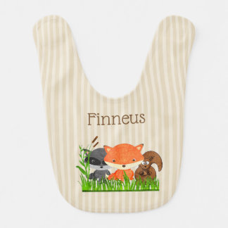 Personalized Woodland Creature Baby Boy Bib