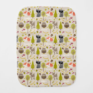 Personalized Woodland Creatures Baby Burp Cloth