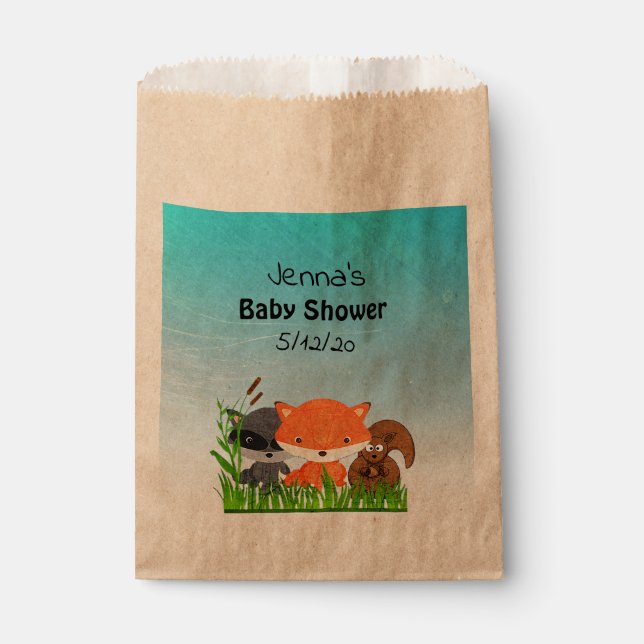 Personalized Woodland Creatures Baby Shower Bag (Front)