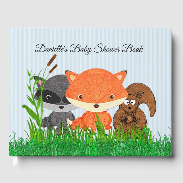 Personalized Woodland Creatures Baby Shower Book (Front)