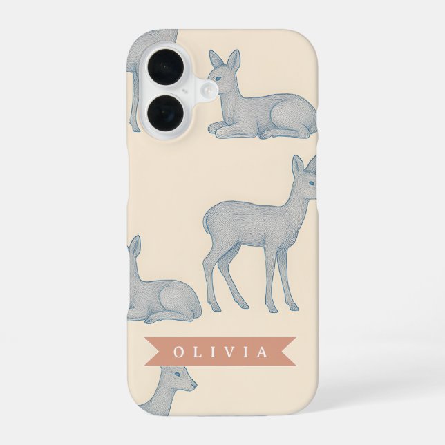 Personalized Woodland Deer Pattern Rustic Nature Iphone Case (Back)