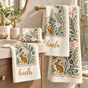 Personalized Woodland Fern Monogram Bath Towel Set